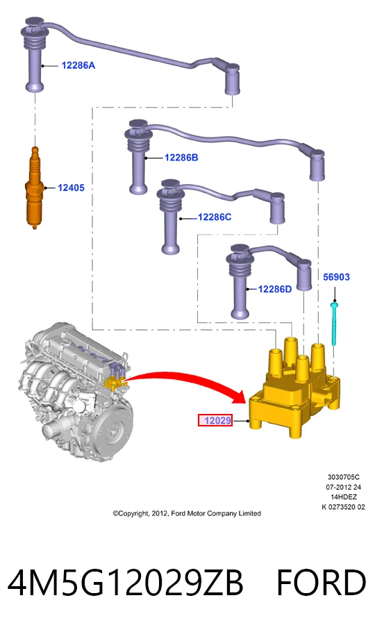 4M5G12029ZB Ford Котушка запалювання
