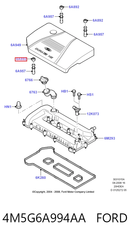 4M5G6A994AA Ford Подушка декоративної кришки двигуна