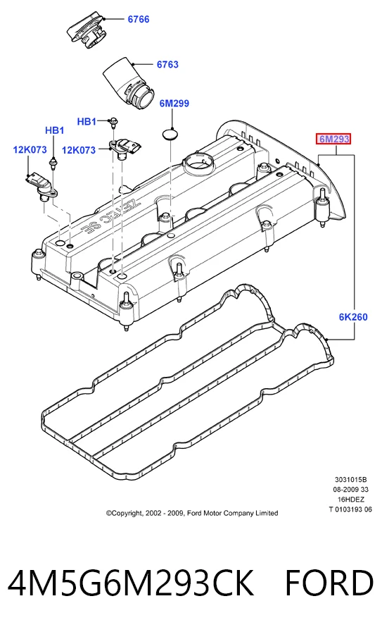 4M5G6M293CK Ford Кришка двигуна