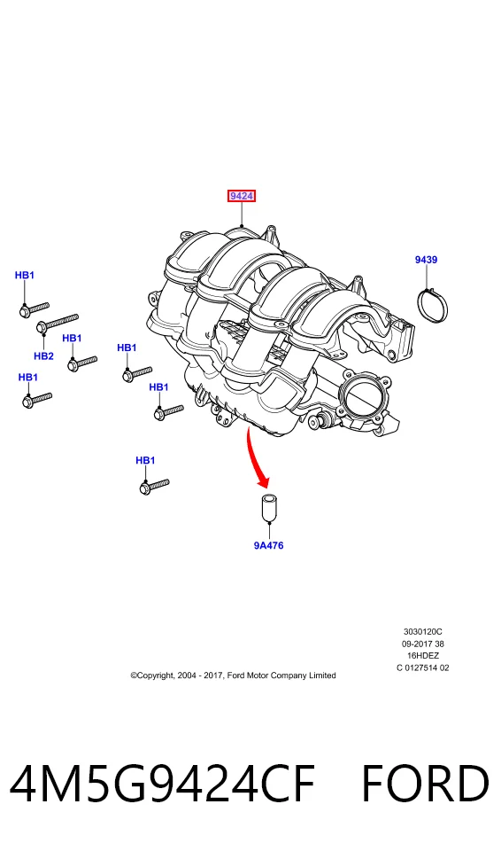 4M5G9424CF Ford Колектор впускний