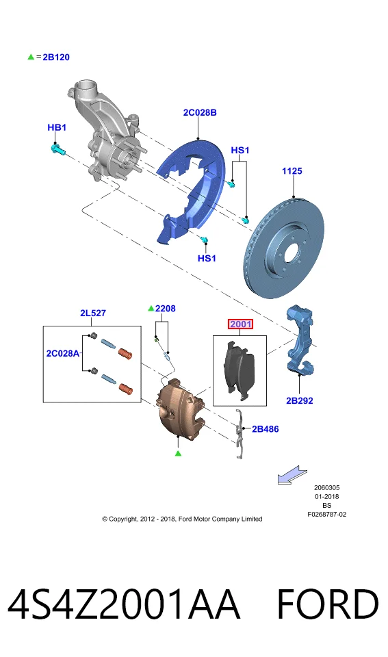 4S4Z2001AA Ford Передні гальмівні колодки