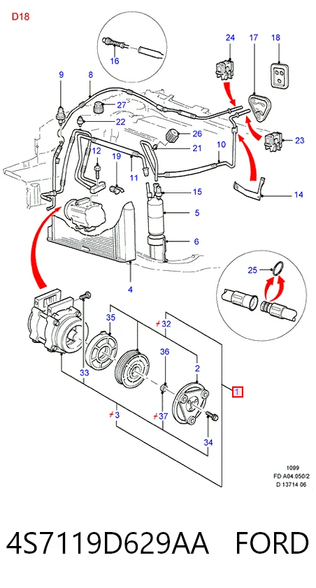 4S7119D629AA Ford Компресор холодоагенту