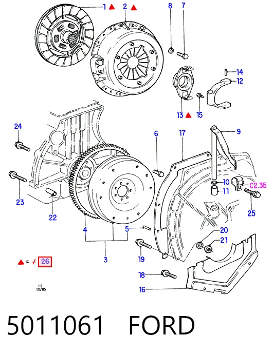 Комплект зчеплення (3 частини) Ford Fiesta Mk2 хетчбек (FBD) (1983 - 1989) ціна, від 59.31 USD