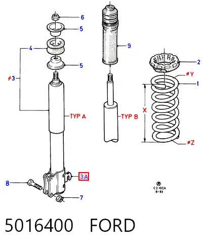 Амортизатори задні на Ford Escort III GAA, AWA, ABFT, AVA
