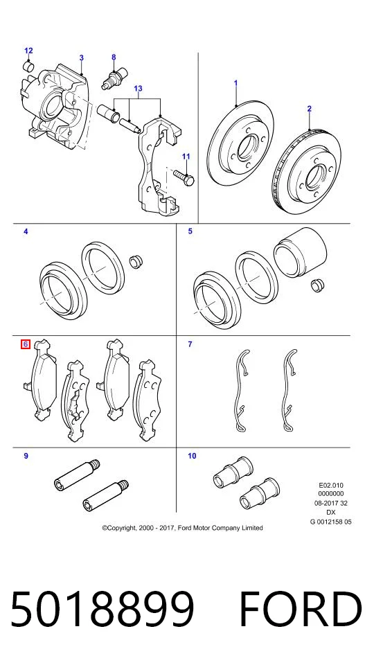 5018899 Ford Передні гальмівні колодки