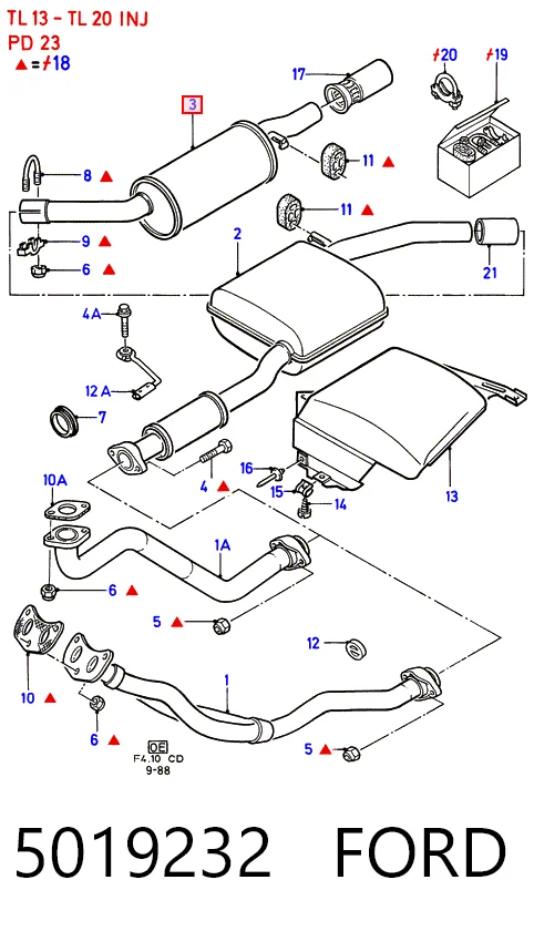 Глушник, задня частина на Ford Sierra II GBC,GBG