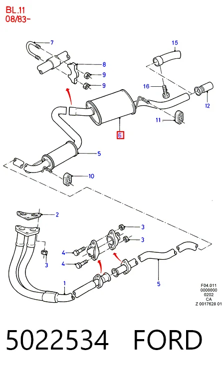  Глушник, задня частина Ford Escort 4