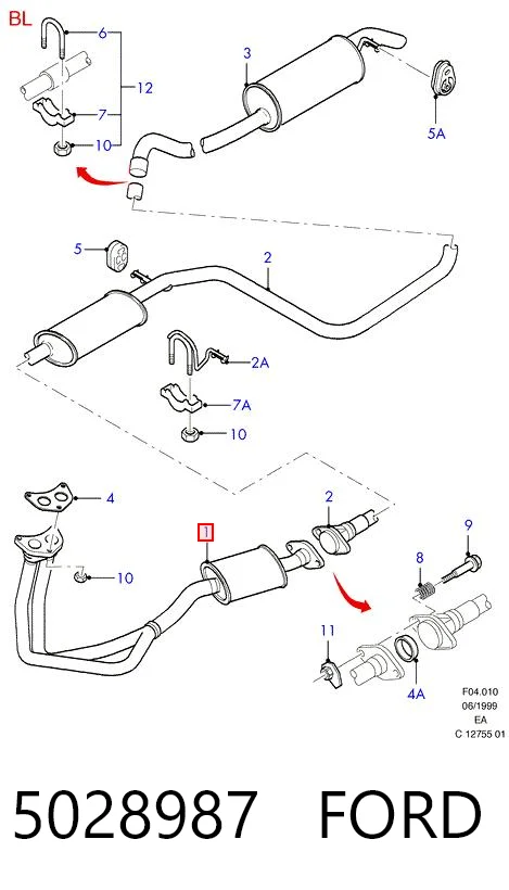 5028987 Ford Штани глушника передні