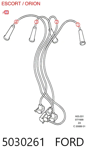  Високовольтні дроти Ford Escort 4