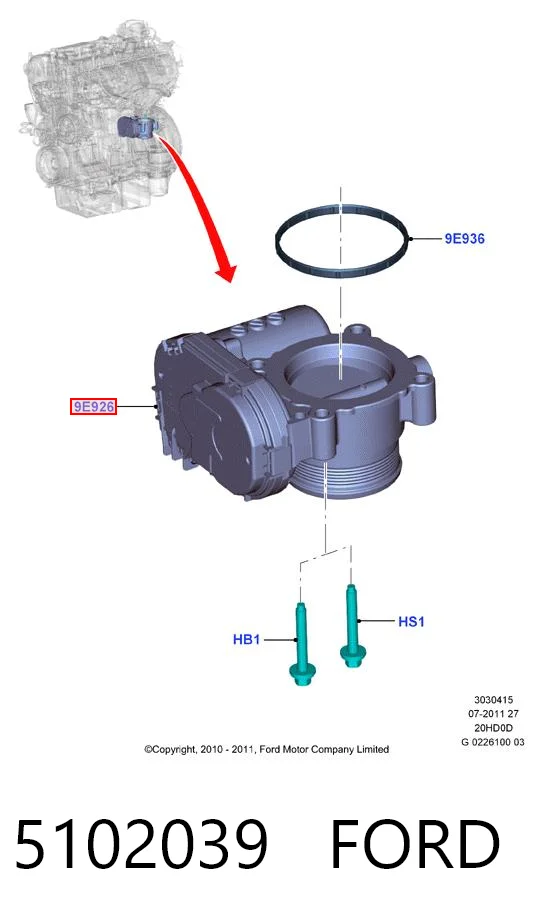 5102039 Ford Дросільна заслінка в зборі
