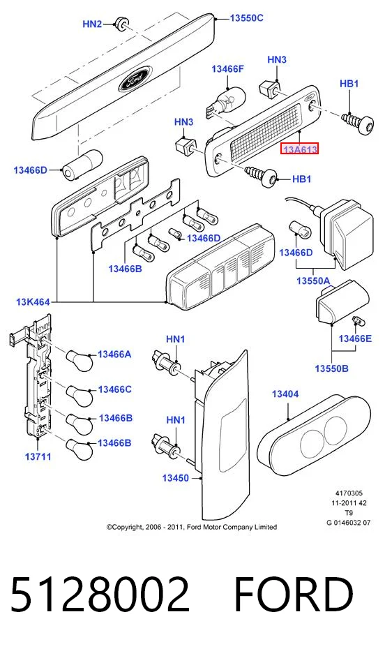 5128002 Ford Стоп-сигнал заднього скла