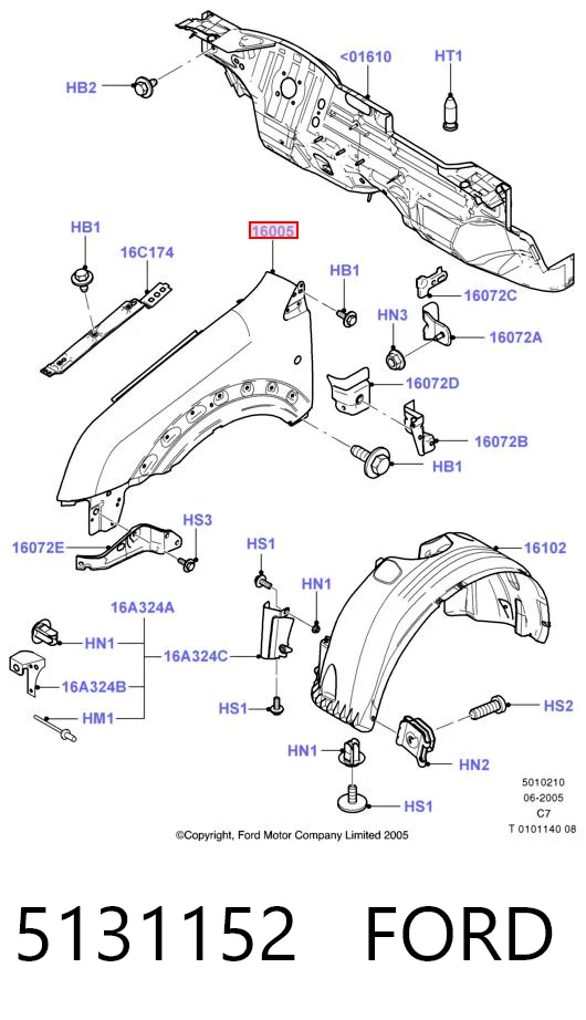5131152 Ford Переднє ліве крило