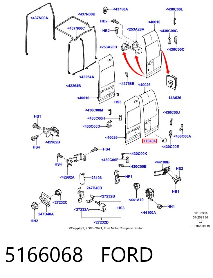 5166068 Ford Заглушка личинки замку зсувних дверей