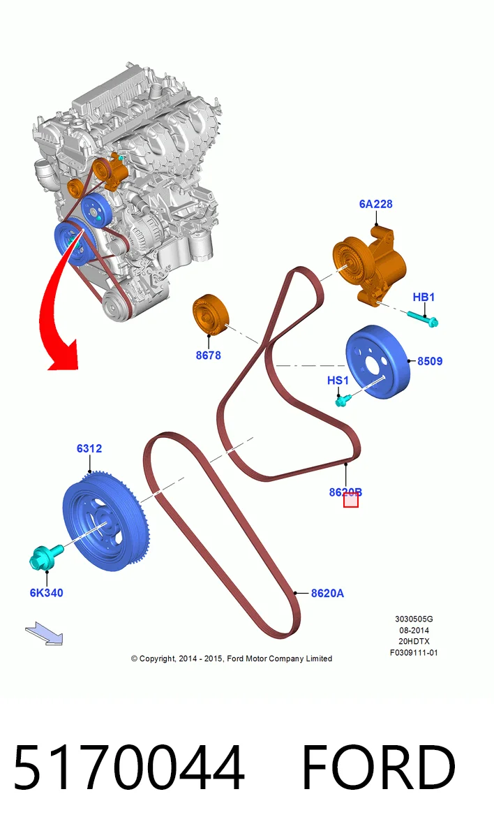 5170044 Ford Поліклиновий ремінь