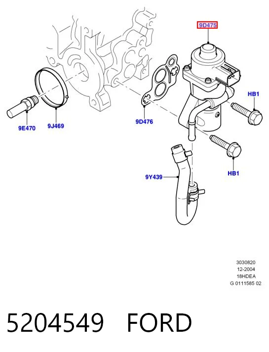 5204549 Ford Клапан рециркуляції відпрацьованих газів EGR