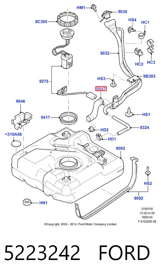 5223242 Ford Патрубок бака, до заливної горловини