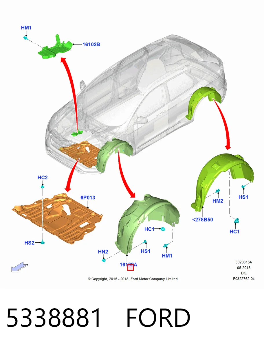 Підкрилок переднього крила, правий на Ford Edge II CD539