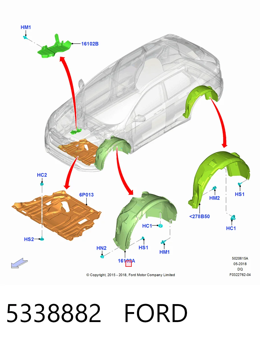 Подкрильнікі переднього крила, правий Ford Edge II позашляховик (CD539) (2014 - 2024) ціна, від 29.23 USD