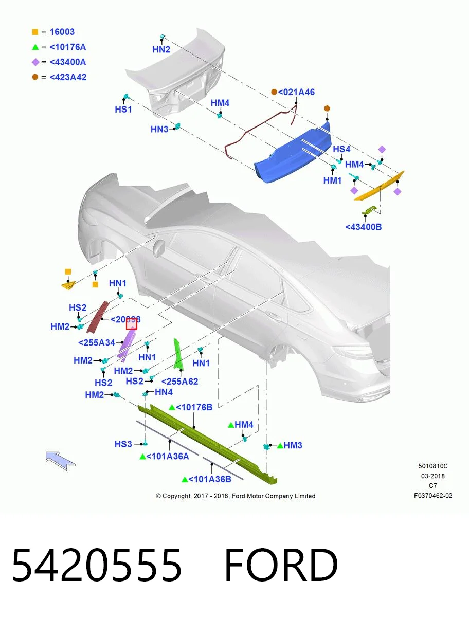 5420555 Ford Накладка передніх дверей, лівих, вертикальна