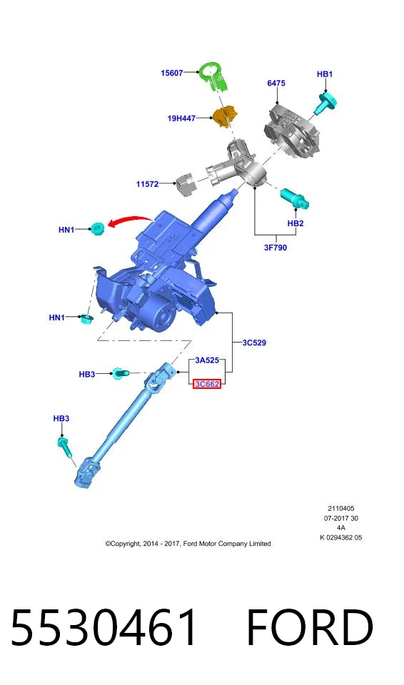 5530461 Ford Рульовий кардан нижній