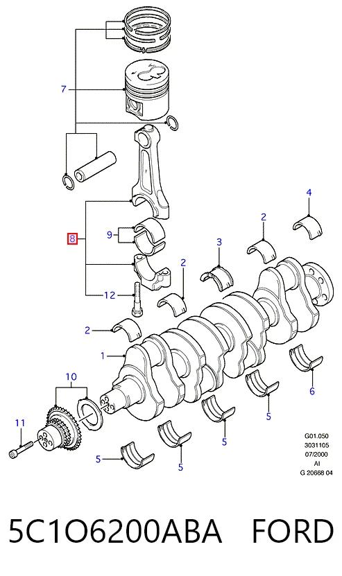 Шатун поршня ДВЗ BMY BMY1103 ціна, від 44.88 USD