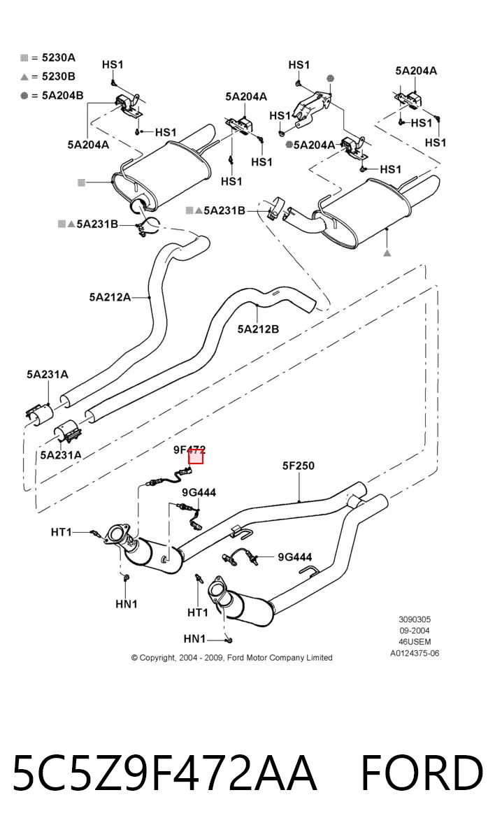 5C5Z9F472AA Ford Лямбдазонд, датчик кисню до каталізатора