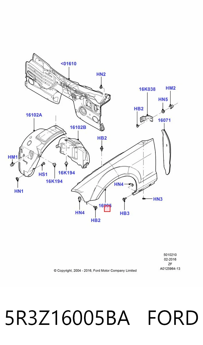 5R3Z16005BA Ford Крило переднє праве