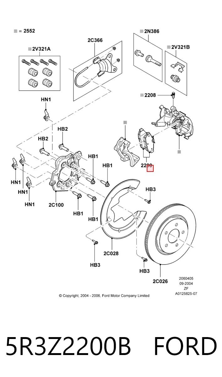 5R3Z2200B Ford Колодки гальмівні задні, дискові