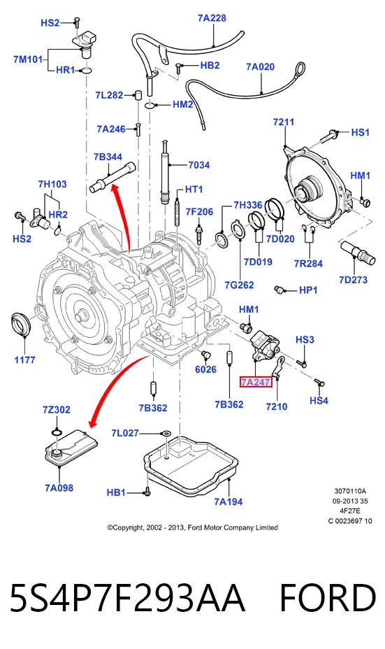 5S4P7F293AA Ford Датчик АКПП