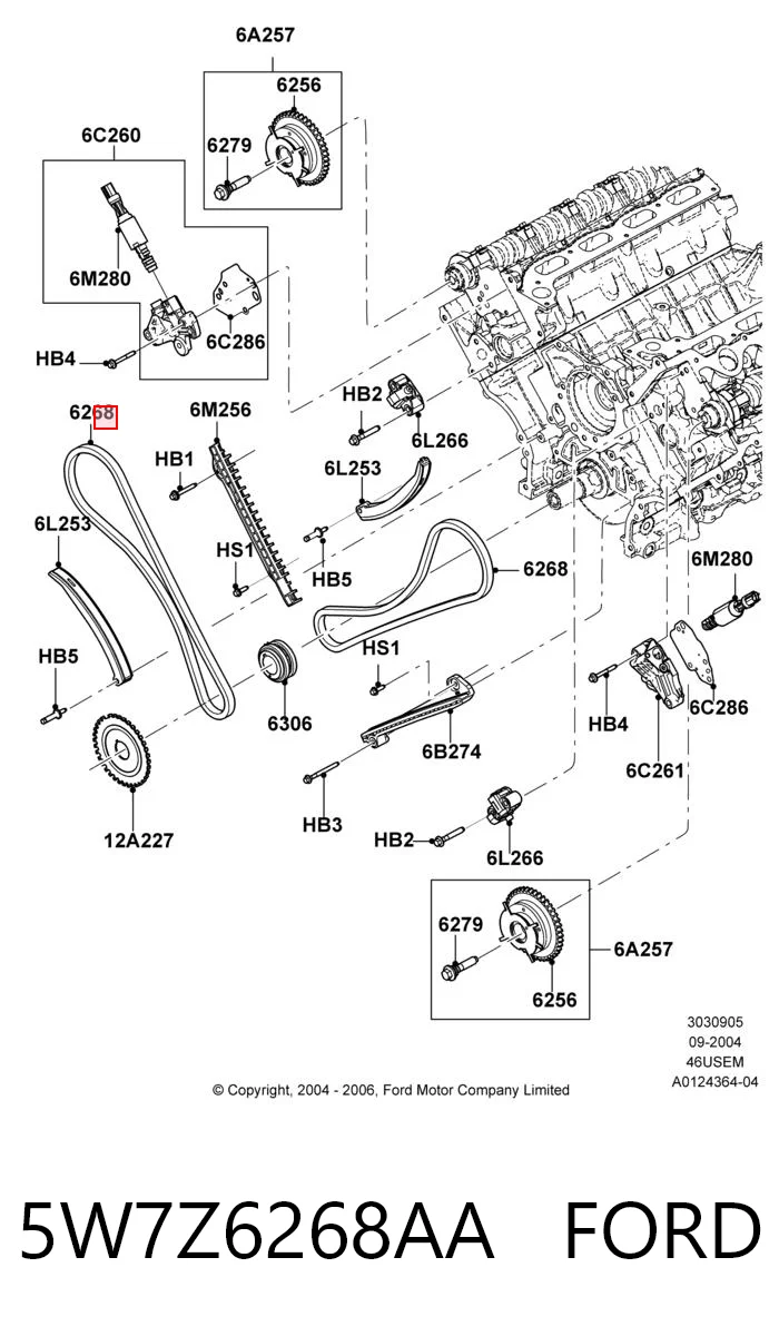 5W7Z6268AA Ford Ланцюг приводу распредвала
