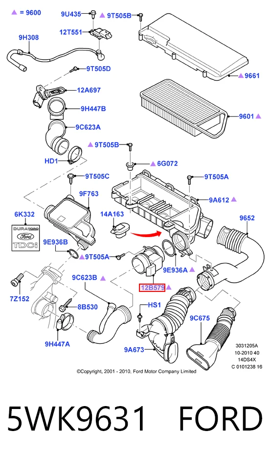 5WK9631 Ford Датчик витрати повітря