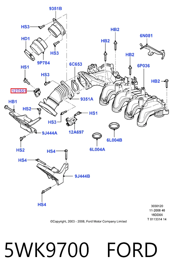 5WK9700 Ford Датчик наддува
