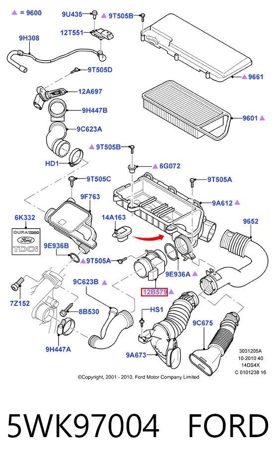 5WK97004 Ford Датчик витрати повітря