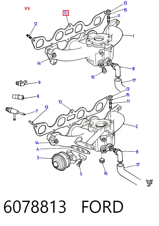 Прокладка впускного колектора Ford Escort V хетчбек (GAL) (1990 - 1992) ціна, від 2.20 USD