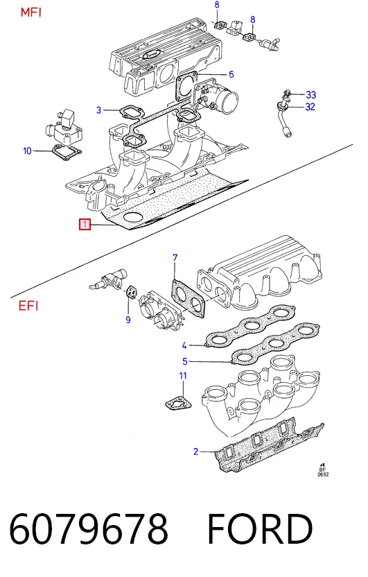 Прокладка впускного колектора на Ford Granada  GU