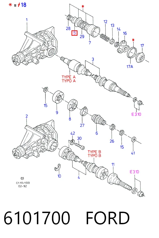 6101700 Ford Пильник ШРУСа зовнішній, передній піввісі