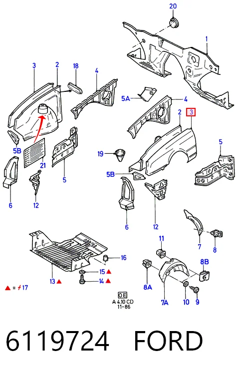 Переднє ліве крило на Ford Sierra I GBC