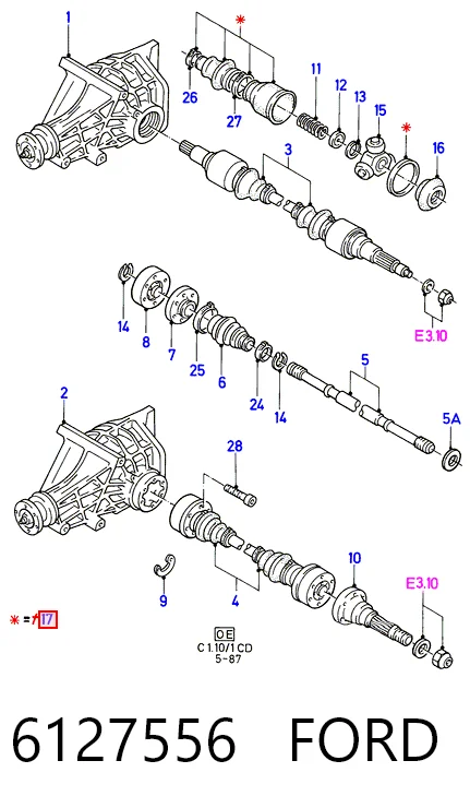 Пильник ШРУСа зовнішній, передній піввісі на Ford Sierra II GBC,GBG