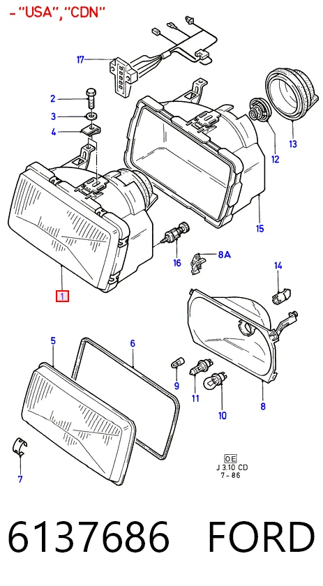 Фара дальнього світла в зборі на Ford Sierra I GBC