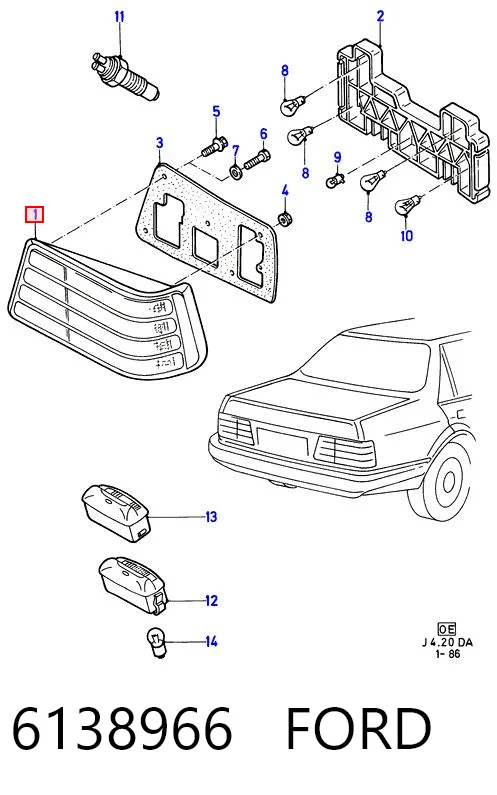 Задні ліхтарі Ford Orion II седан (AFF) (1985 - 1990) ціна, від 197.88 USD
