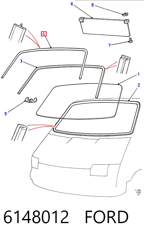 Рама лобового скла на Ford Transit IV T