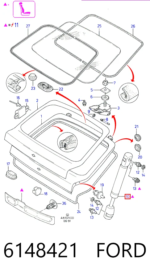 Амортизатор двері задньої Ford Sierra I хетчбек (GBC) (1982 - 1987) ціна, від 8.68 USD