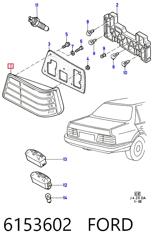 Ліхтар задній лівий Ford Orion II седан (AFF) (1985 - 1990) ціна, від 138.86 USD