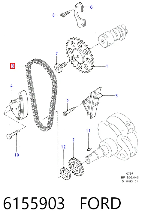 Ланцюг Ford Sierra II седан (GBG, GB4) (1987 - 1993) ціна, від 25.67 USD
