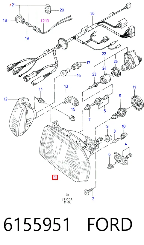 Основна фара - вставка на Ford Escort IV GAF, AWF, ABFT