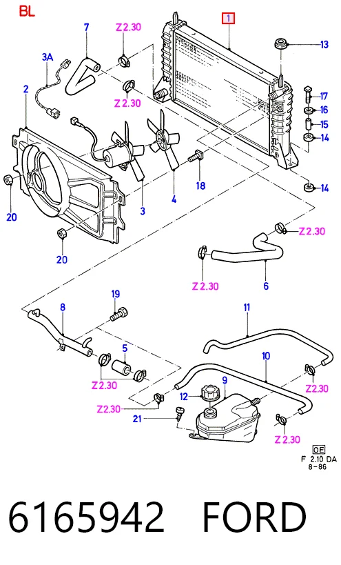 Радіатор основний Ford Escort IV хетчбек (GAF, AWF, ABFT) (1985 - 1990) ціна, від 34.24 USD