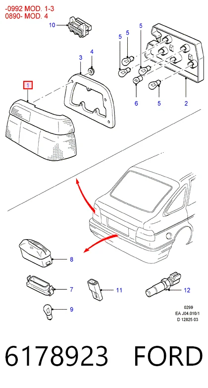 Задня ліва фара на Ford Escort VII GAL, AAL, ABL