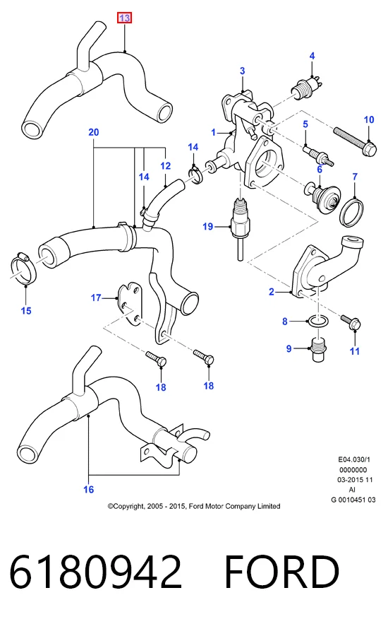 Шланг термостата на Ford Escort IV GAF, AWF, ABFT