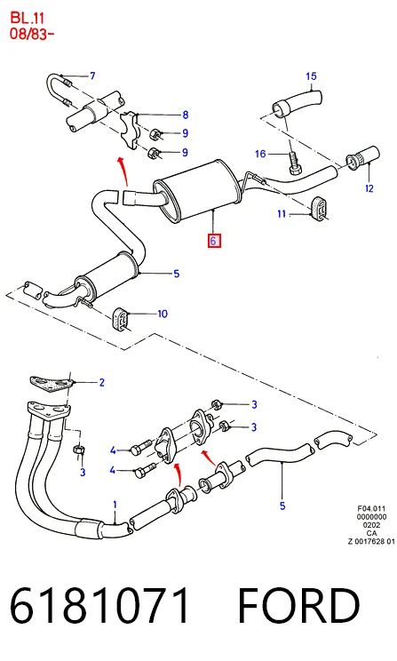 Купити Глушник, задня частина Ford Escort IV GAF, AWF, ABFT