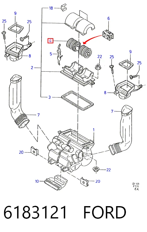 Електромотор пічки на Ford Escort V GAL